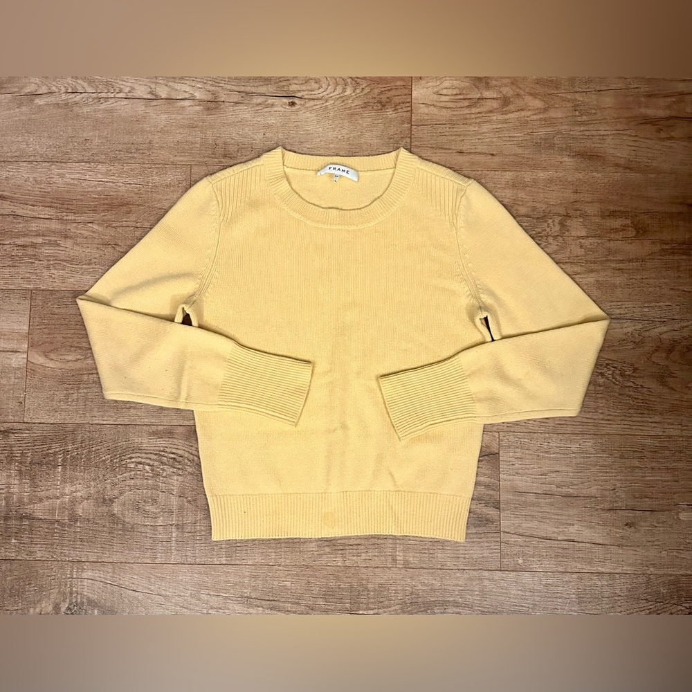 FRAME Light Yellow Wool & Cashmere Sweater Small